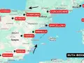 Mappa di un itinerario "Spagna in moto 10 giorni" con tappe da Lisbona a Siviglia, passando per Oviedo, Burgos, Pamplona, Barcellona, Morella, Cuenca e Úbeda.