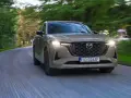 Mazda CX-60 3.3 diesel na krętej drodze wśród zieleni.
