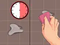 A clock shows half past 6, indicating how long does E6000 take to dry. A hand wipes away a spill.