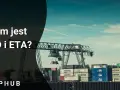 Portowy dźwig przeładowuje kontenery. Tekst pyta: Czym jest ETD i ETA?