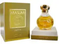 Złote opakowanie i flakonik perfum Masumi, z logo i napisem "parfum".