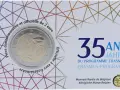 Pièce commémorative 2 euros 35 ans du programme Erasmus 1987-2022. Valeur pièce 2 euros.