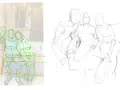 Szkice postaci ludzkich, proste rysunki 3d, ukazujące anatomię i proporcje.