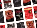 Collage aus Buchcovern von Thriller-Autoren wie Ruth Rendell, Frederick Forsyth und Patricia Highsmith.