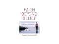 Faith Beyond Belief" book cover. A woman walks away from the viewer towards a serene ocean, symbolizing a personal journey of faith.