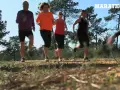 Fyra löpare i skogen. Frågan är hur ofta ska man springa för att nå sina mål? Marathon.se ger svaren.