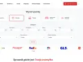 Formularz wyceny paczki na stronie Polkurier z polami na wymiary, wagę i kraj nadania/doręczenia.