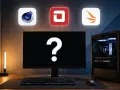 Komputer z podświetlanym chłodzeniem i kartą GeForce RTX, gotowy na test wydajności. Nad monitorem ikony programów: Cinema 4D, DaVinci Resolve, Blender.