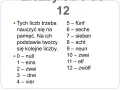 Nauka liczb po niemiecku: 0-null, 1-eins, 2-zwei, 3-drei, 4-vier, 5-fünf, 6-sechs, 7-sieben, 8-acht, 9-neun, 10-zehn, 11-elf, 12-zwölf.