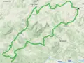 Mappa di un percorso tortuoso tra le colline emiliane, passando per Lugagnano, Vernasca e Salsomaggiore Terme. Un itinerario ideale per chi ama il passo Pellizzone.