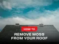 A split roof shows the difference before and after learning how to remove moss from your roof.
