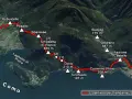 Mappa del Sentiero del Viandante sul Lago di Como, da Dervio a Colico, con tappe e altitudini.