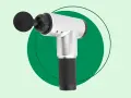 A silver and black handheld massager with a round attachment, perfect for exploring how handheld massagers work for muscle relief.
