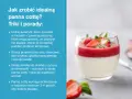 Panna cotta na śmietance z musem truskawkowym, ozdobiona świeżymi owocami. Idealna na deser.