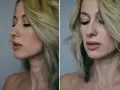Kobieta z blond włosami i złotym kółkiem w nosie, tzw. septum.