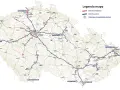Mapa drog w Czechach. Czerwone linie to odcinki bezpłatne, niebieskie - płatne. Dowiedz się, ile kosztuje winieta na Czechy, analizując płatne trasy.