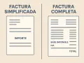 Comparación visual: factura simplificada o ticket con solo importe, frente a factura completa con base imponible, IVA y total.