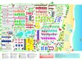 Mapa **camping residence village** z podziałem na ulice i rodzaje zakwaterowania, z widokiem na plażę i morze.