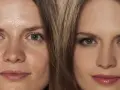 Przed i po: jak pozbyć się tłustej cery. Po lewej widać błyszczącą skórę, po prawej matową i wygładzoną.