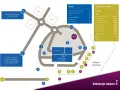 Mapa lotniska Edynburg. Pokazuje drogi, parkingi, transport publiczny i dojazd do centrum miasta.