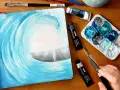 Peinture d'une vague en gouache, montrant la richesse de cette technique. La gouache, c'est quoi ? C'est une peinture opaque et mate.