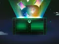 Otwarta skrzynia z logo Xbox, z której wydobywa się zielone światło i kolorowe karty. To jak skarb dla całej rodziny, idealny **game pass family**.