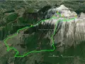 Sentiero verde che attraversa la Riserva Naturale Orientata Lama, passando per Pescofalcone e Monte Amaro, con la rava del ferro come punto di riferimento.