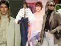 Kolekcja mody z modelkami w stylizacjach od zwiewnych po eleganckie. Jedna z nich, niczym cloud dancer, prezentuje kreację z falbanami.