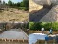 Budowa fundamentów na gruntach słabonośnych: wykop, zbrojenie, betonowanie i izolacja.
