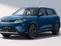 Niebieski BYD ATTO 2 DM-i, nowoczesny SUV z eleganckimi światłami LED i czarnymi felgami, gotowy na miejskie przygody.
