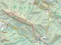 Mapa turystyczna Bieszczadów, szlaki od Krakowa po Ustrzyki Górne, z zaznaczonymi Połoniną Caryńską i Berezkami.