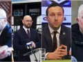 Czterech mężczyzn w garniturach i kurtce, jeden ściska dłoń.