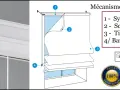 Schéma expliquant comment fabriquer un store bateau : système de pose, scratch, tissu et cordon de tirage.
