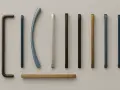 Poignées de meubles aux finitions variées, du bronze patiné au bleu moderne, sans signe de zamak corrosion.