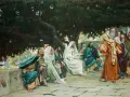 Jesus debates with the Sadducees in the Bible, who questioned his teachings under a large tree.
