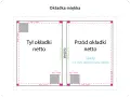 Projekt okładki książki dla dzieci: tył i przód z zaznaczonymi marginesami i spadami.