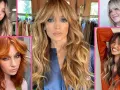 Cinque donne con capelli lunghi e mossi, alcune con una frangia a tendina che incornicia il viso, sfoggiano look diversi.