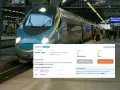 Nowoczesny pociąg EIP "Tatry" na dworcu, z widocznym interfejsem do zakupu biletów do Zakopanego.