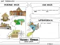 Kajko i Kokosz: scenariusz lekcji. Mapa świata przedstawionego z miejscami akcji, czasem akcji i miejscem na wydarzenia.