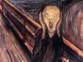 En ikonisk målning av Edvard Munch, "Skriet", visar en skräckslagen figur som håller sig för öronen mot en dramatisk, virvlande bakgrund.