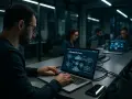 Ein Mann mit Brille tippt auf einem Laptop, auf dem ein Diagramm mit dem Titel "HTTP Keep Alive Turing" zu sehen ist. Er arbeitet daran, die Verbindung am Leben zu halten.