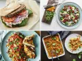 Fyra maträtter: smörgås, sallad, kyckling med grönsaker och gryta. Bra för att få ditt protein per kilo kroppsvikt.