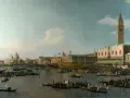 La Serenissima in festa: gondole e imbarcazioni affollano il bacino di San Marco, con il Palazzo Ducale e la Basilica a fare da sfondo a un tripudio di colori e vita.
