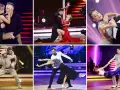 Pary tańczące w rytm piosenek do tańca. Widać ich w różnych stylizacjach i układach choreograficznych na scenie.