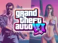 El logo de Grand Theft Auto VI con un hombre armado y una mujer en bikini. ¡Todos preguntan: que dia sale el GTA 6!