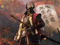Guerrero samurái con armadura y katana, listo para la batalla. El espíritu de Sekiro no defeat se siente en el aire otoñal.
