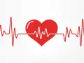 Czerwone serce z linią EKG, symbolizujące zdrowe tetno 80.