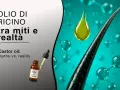 Olio di ricino per ciglia: una goccia dorata su una ciocca di capelli, tra molecole e realtà.