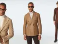 Uomini eleganti con giacche color terra e dolcevita, perfetti per idee outfit sera.