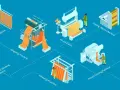 Diagrama de un erp cadenas textil: hilado, tejido, teñido, corte, confección, control de calidad y entrega.